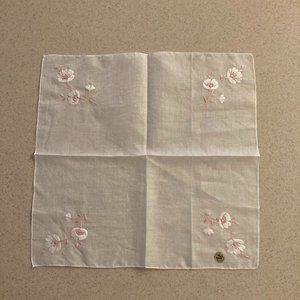 Embroidered Floral Hankerchief Hankie Vintage